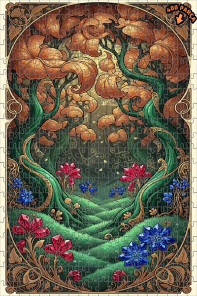 Teona Ahşap لغز خشبي مؤطر بطبقتين بمظهر لوحة زيتية بتصميم حكاية الغابة السحري...