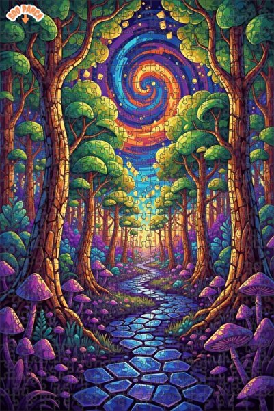 Teona Ahşap لغز خشبي مؤطر بطبقتين من مسار الغابة السحرية 500 قطعة 50x30