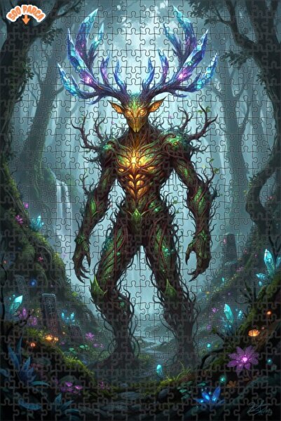 Teona Ahşap لغز فني بتصميم غابة ووحش ذو قرون كريستالية، مظهر لوحة زيتية، 500 ...