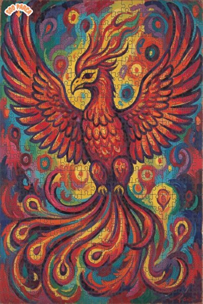 Teona Ahşap لغز فني بمظهر لوحة زيتية لطائر الفينيق الأحمر 500 قطعة 50×30