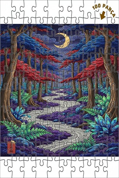 Teona Ahşap لغز خشبي بإطار مزدوج الطبقات من غابة غامضة بضوء القمر 100 قطعة 25x25