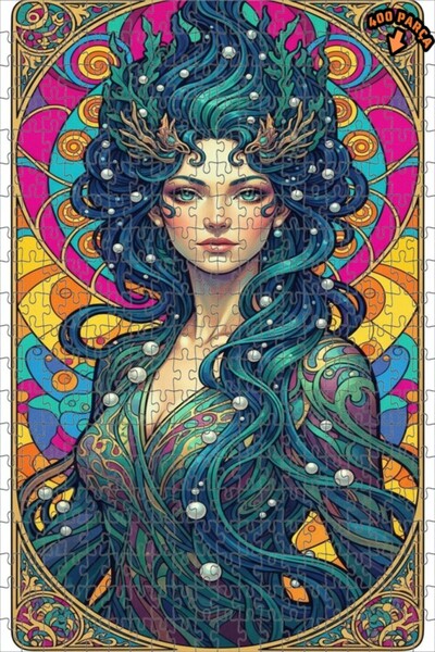 Teona Ahşap لغز خشبي بتصميم فن الآرت نوفو بمظهر لوحة زيتية لحورية البحر السحر...