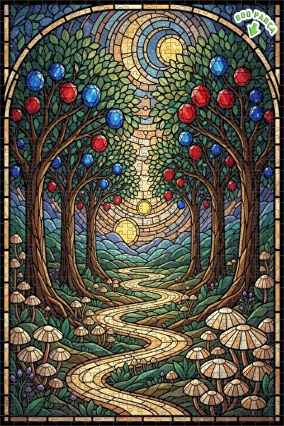 Teona Ahşap فن الزجاج الملون لطريق الغابة السحرية 800 قطعة 70x50