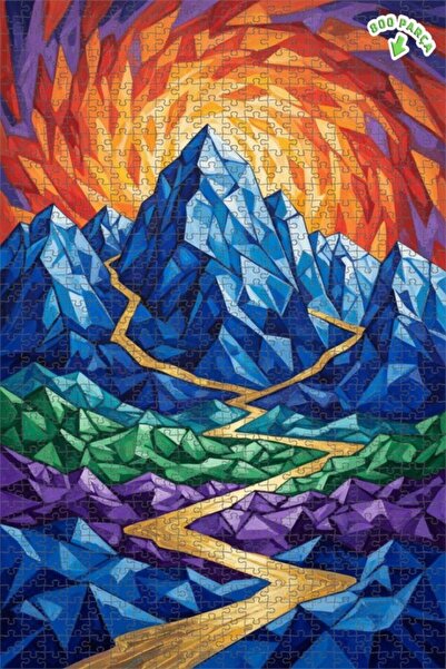 Teona Ahşap لغز فني بمظهر لوحة زيتية لمسار ذهبي من الجبال الكريستالية 800 قطع...