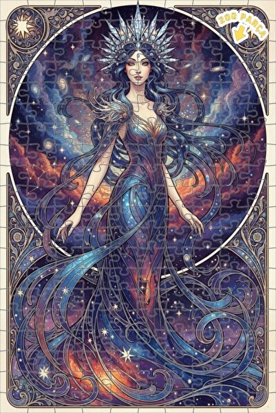 Teona Ahşap Galaxy Queen Oil Painting Look Double Layer Framed Wooden Puzzle ...
