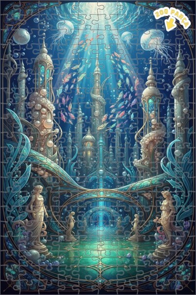 Teona Ahşap لغز خشبي بإطار ذو طبقتين بمظهر الألوان المائية من أسرار أتلانتس 2...