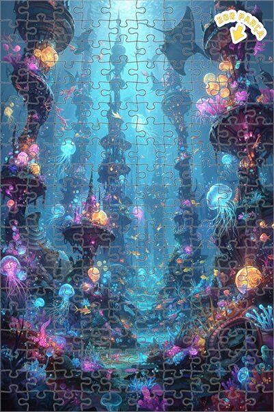 Teona Ahşap لغز خشبي بإطار مزدوج الطبقات بمظهر لوحة زيتية لمدينة تحت البحرية ...