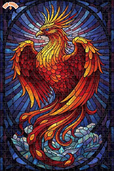 Teona Ahşap Legendary Phoenix Foil Art Look Double Layer Framed Wooden Puzzle...