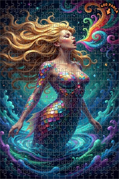 Teona Ahşap لغز خشبي ملون بإطار مزدوج الطبقات بمظهر حورية البحر السحرية الملو...