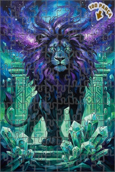 Teona Ahşap لغز خشبي بإطار مزدوج الطبقات بمظهر لوحة زيتية للأسد الملكي الفلكي...