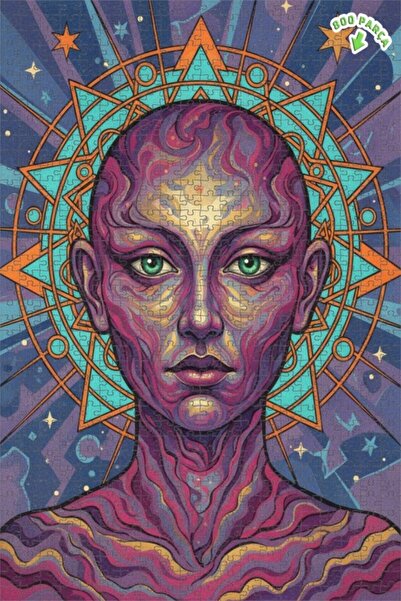 Teona Ahşap لغز خشبي بإطار مزدوج الطبقات بتصميم بوابة سايكيديليك بمظهر لوحة ز...