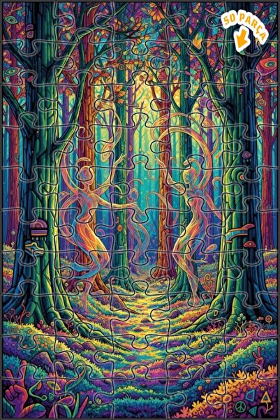 Teona Ahşap لوحة فنية لراقصي الغابة السحرية بمظهر اللوحات الزيتية، لغز خشبي ب...