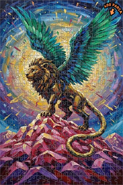 Teona Ahşap لغز خشبي بإطار مزدوج الطبقات بمظهر لوحة زيتية فنية لأسد مجنح 400 ...