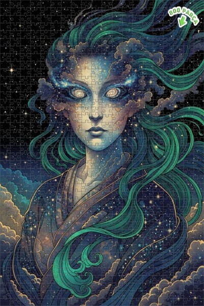 Teona Ahşap لوحة زيتية لصورة امرأة فضائية بإطار خشبي مزدوج الطبقات 800 قطعة 7...