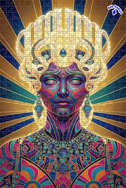 Teona Ahşap لوحة زيتية لآلهة الكون الغامضة بمظهر عصري ذات طابقين مع إطار خشبي...