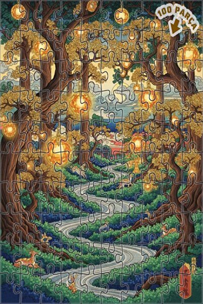 Teona Ahşap ألغاز خشبية مؤطرة بطبقتين بمظهر لوحة زيتية لـ 'فوانيس الغابة الغا...