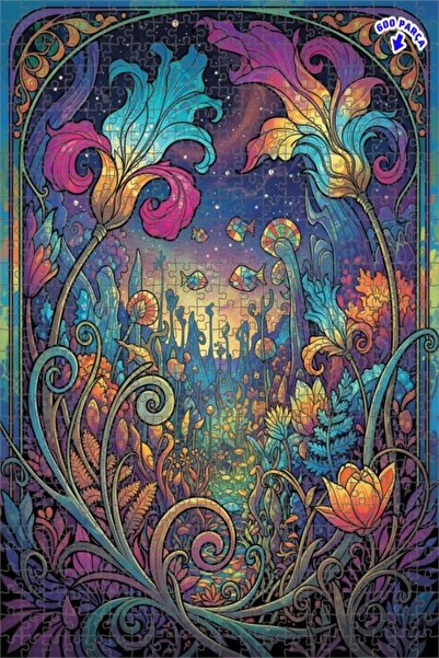 Teona Ahşap لغز خشبي مؤطر بطبقتين من ملونات الغابة السحرية 600 قطعة 50x35