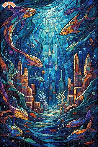 Teona Ahşap لغز خشبي مؤطر بطبقتين على شكل أسماك فسيفساء فاخرة 500 قطعة 50x30