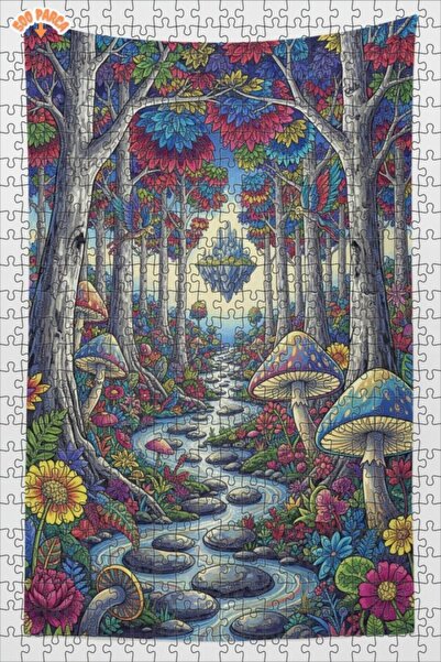 Teona Ahşap لغز خشبي رائع بإطار مزدوج الطبقات بمظهر لوحة زيتية يشبه غابة حالم...