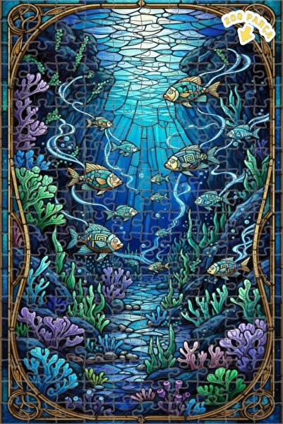 Teona Ahşap لغز خشبي مؤطر بطبقتين من فن الفسيفساء الزجاجية السحرية تحت البحر ...