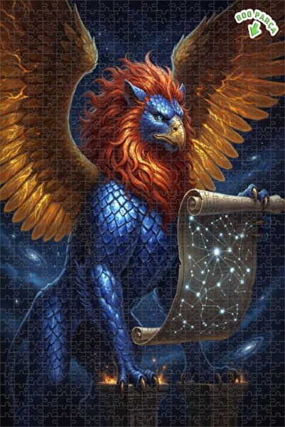 Teona Ahşap لوحة زيتية تصور الغريفين الأساطيري السماوي، لغز خشبي بإطار مزدوج ...