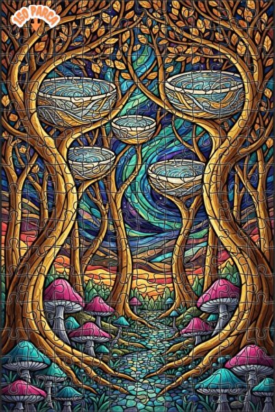 Teona Ahşap لغز خشبي مؤطر بطبقتين بمظهر فسيفساء زجاجي لرحلة الغابة الغامضة 15...