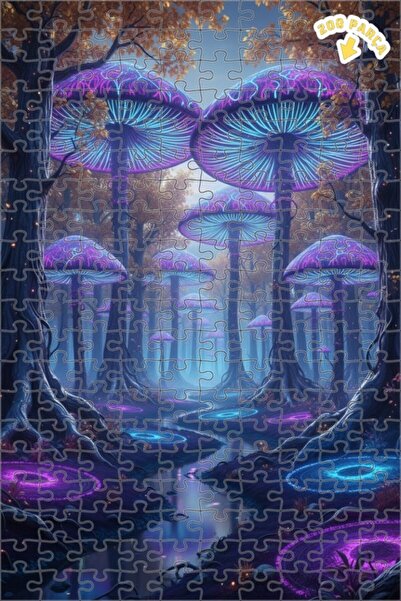 Teona Ahşap لغز خشبي بإطار مزدوج الطبقات بمظهر لوحة زيتية لفطر الغابة النيوني...