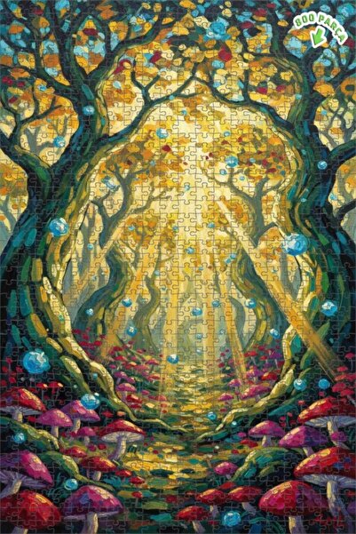 Teona Ahşap لغز خشبي بمظهر لوحة زيتية لعالم الفطر في الغابة الخيالية، 800 قطع...