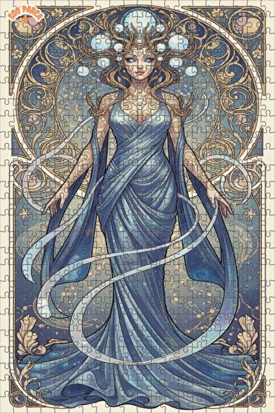 Teona Ahşap لغز خشبي بإطار مزدوج الطبقة بطباعة فنية نسائية سماوية 500 قطعة 50x30