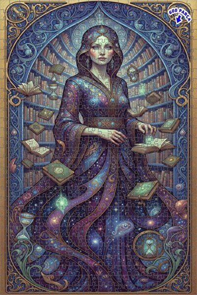 Teona Ahşap لغز خشبي مؤطر بمظهر لوحة زيتية لامرأة حكيمة غامضة 600 قطعة 50×35