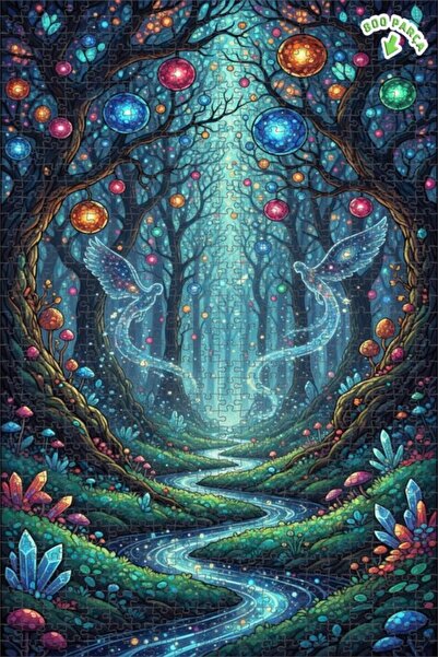 Teona Ahşap لغز فني على شكل طيور الغابة السحرية بمظهر لوحة زيتية 800 قطعة 70x50