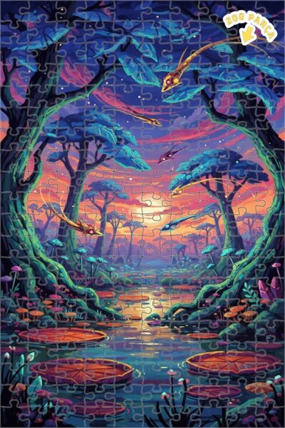 Teona Ahşap لغز خشبي بإطار مزدوج الطبقات بمظهر لوحة زيتية ليلة الغابة الخيالي...