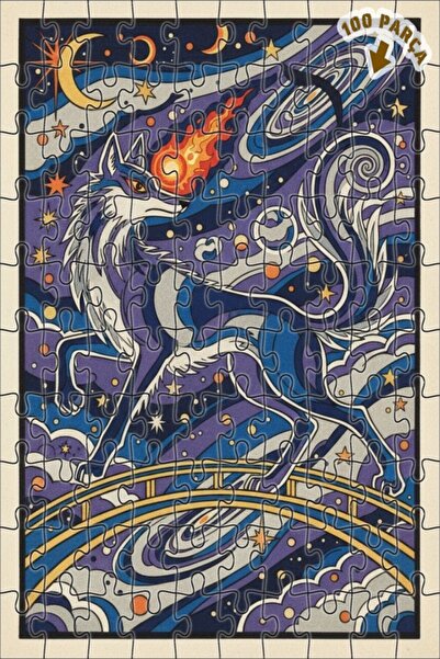 Teona Ahşap لغز خشبي بإطار مزدوج الطبقات من سكاي وولف 100 قطعة 25x25