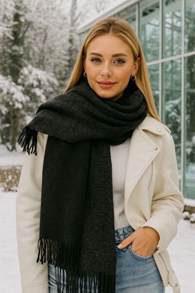 stravis Black Anthracite Double-Sided Thick Shoulder Shawl Scarf