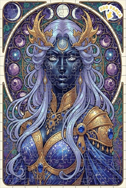 Teona Ahşap لغز خشبي بإطار من طابقين بتصميم آرت نوفو بمظهر لوحة زيتية لملكة ا...