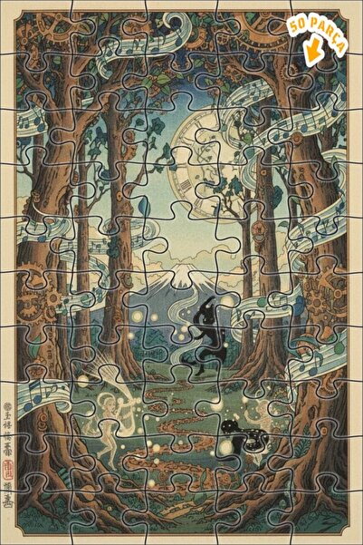 Teona Ahşap لغز خشبي مؤطر بطبقتين من سيمفونية الغابة الخيالية 50 قطعة 15×25