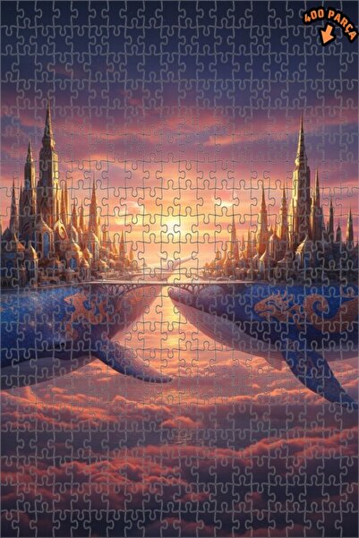 Teona Ahşap لوحة زيتية رائعة لمشهد مدينة الحوت، لغز خشبي بإطار مزدوج الطابق 4...