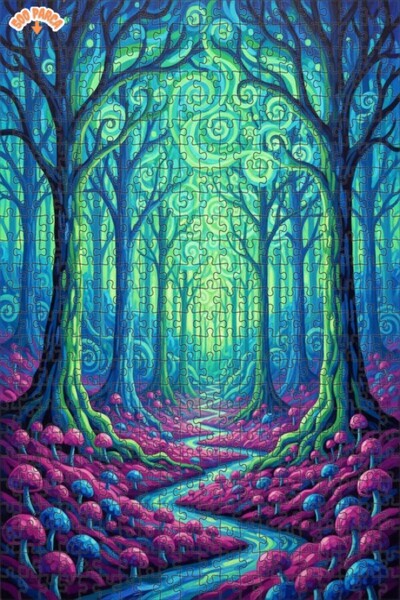 Teona Ahşap لغز خشبي مؤطر بطبقتين بمظهر لوحة زيتية فنية ساحرة للغابة 500 قطعة...