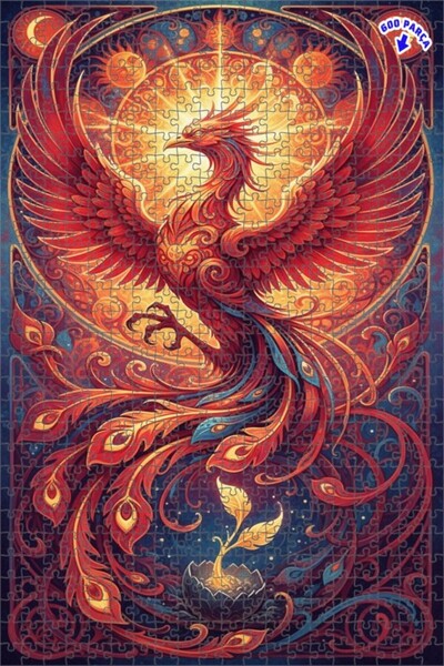 Teona Ahşap لغز خشبي مؤطر بطبقتين بمظهر لوحة زيتية فنية لطائر العنقاء 600 قطع...