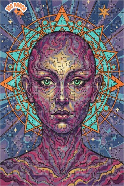 Teona Ahşap لغز خشبي بإطار مزدوج الطبقات بتصميم بوابة سايكيديليك بمظهر لوحة ز...