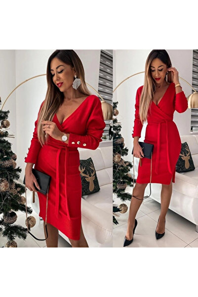 nedo7 فستان نسائي قصير بأكمام طويلة وياقة مزدوجة الصدر وتفاصيل دانتيل من الأك...