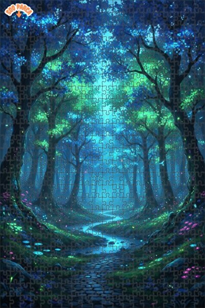 Teona Ahşap لغز خشبي مؤطر بطبقتين بمظهر فني مائي يشبه الغابة الغامضة 500 قطعة...