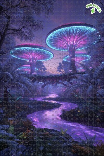 Teona Ahşap لغز خشبي بإطار مزدوج الطبقات بمظهر الطباعة الرقمية لغابة الفطر ال...