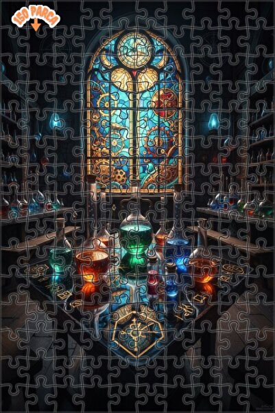 Teona Ahşap لغز خشبي بإطار ذو طبقتين بمظهر لوحة زيتية لمختبر السحر الغامض 150...