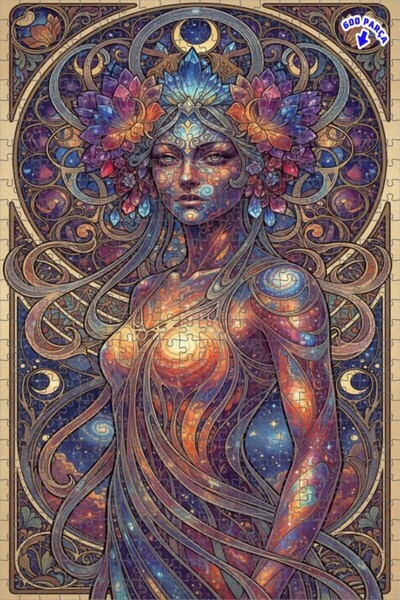 Teona Ahşap لغز خشبي بإطار مزدوج الطبقات للنساء من آرت نوفو كوزميك 600 قطعة 5...