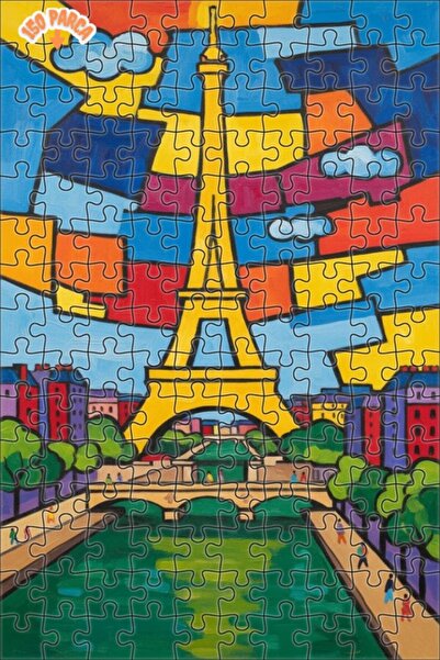 Teona Ahşap لغز فني على شكل برج إيفل الشهير في باريس بمظهر لوحة زيتية 150 قطع...