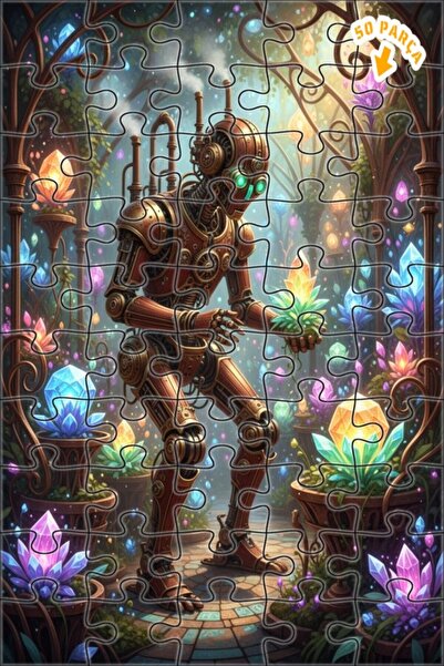 Teona Ahşap لغز فني على شكل روبوت ستيمبانك بتصميم حديقة كريستالية بمظهر لوحة ...