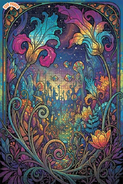 Teona Ahşap لغز خشبي مؤطر بطبقتين من ملونات الغابة السحرية 500 قطعة 50x30