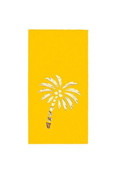 Story 40X40 cm Gold Foil Palm Patterned 16-Piece 1/8 Fold Yellow Colored Pape...