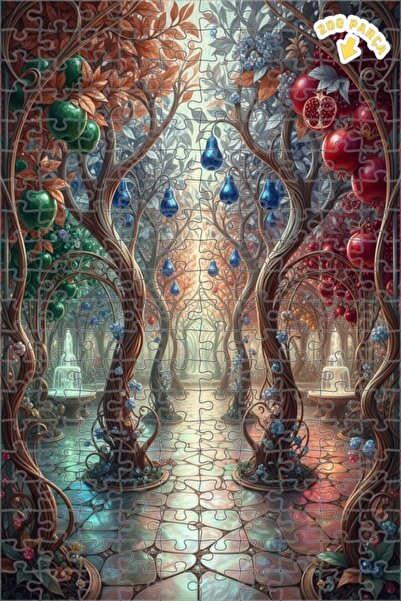 Teona Ahşap لوحة فنية بتأثير الزيت من ميستيك فروت جاردن، بازل خشبي بإطار ذو ط...